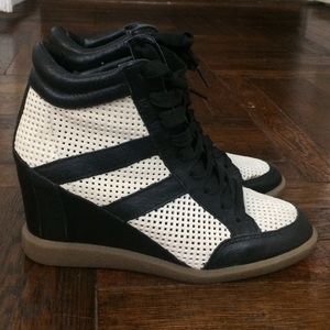 SAM EDELMAN lace wedge sneakers